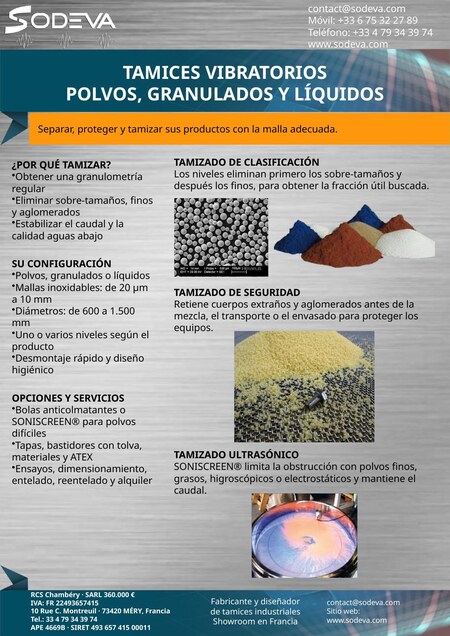 Tamices vibratorios – Polvos, granulados y líquidos