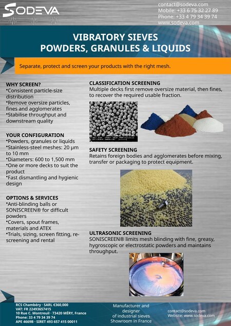 Vibratory Sieves – Powders, Granules & Liquids
